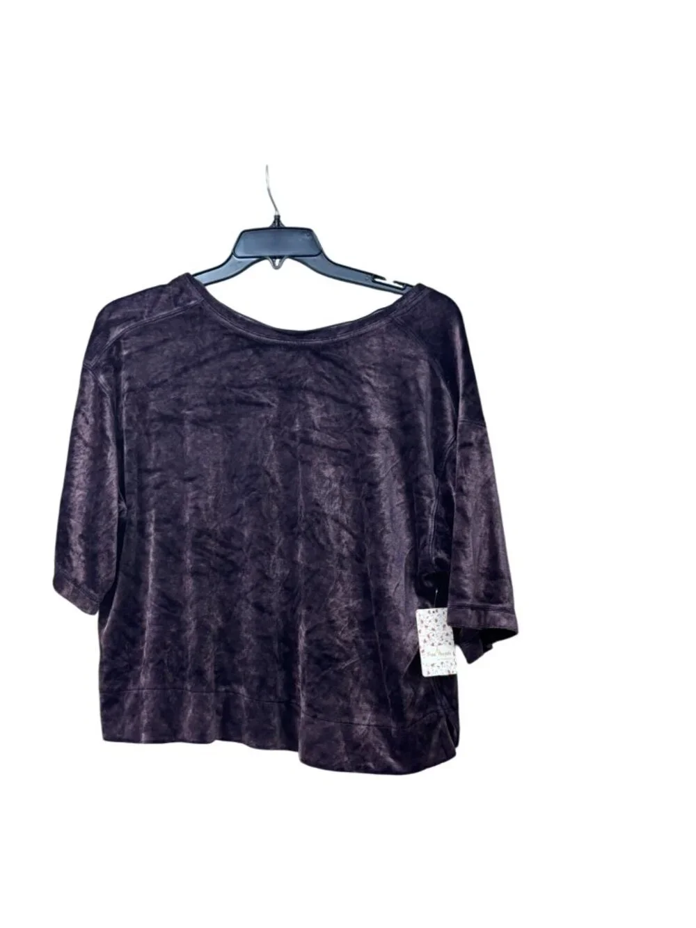 Free People Valerie Velour T-Shirt, Navy (purple really), Sz. S